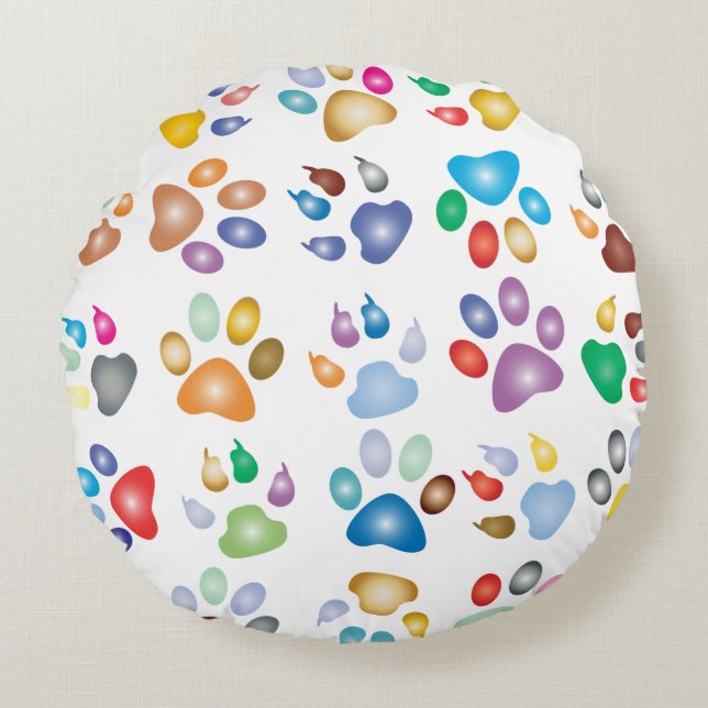 Colorful prismatic rainbow animal round pillow (Front)