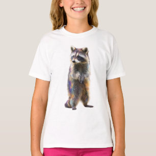 Colorful Prismatic Standing Raccoon Kids T-Shirt