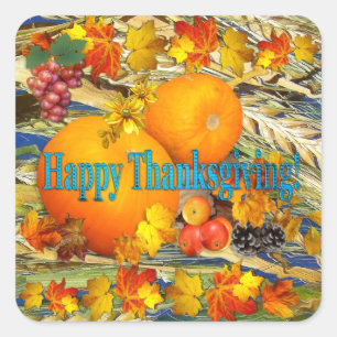 Colorful Produce Happy Thanksgiving Square Sticker