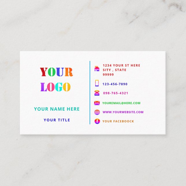 Colorful Professional Logo, Info, Motto - Fresh Business Card (Front)