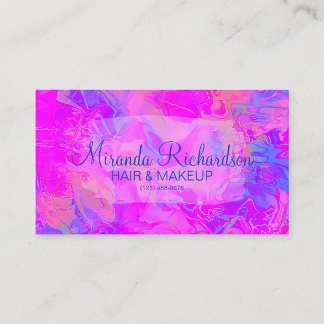 Colorful Professional Pink Holographic Modern  Business Card (Front)