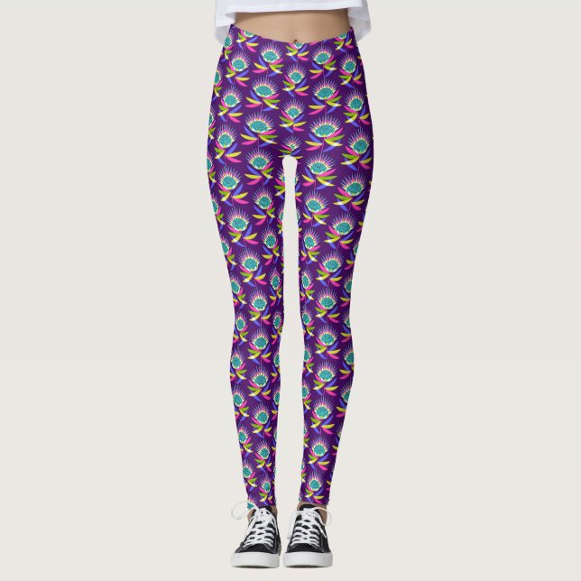 Colorful Protea Leggings (Front)