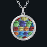 Colorful Protection Necklace<br><div class="desc">Umbrellas galore, and so colorful. Blue, red, orange, yellow and green umbrellas - we have them all in this image. Some people love walking in the rain but although walking in the rain can be fun (particularly when it hasn’t rained for a long time as can happen in Australia in...</div>