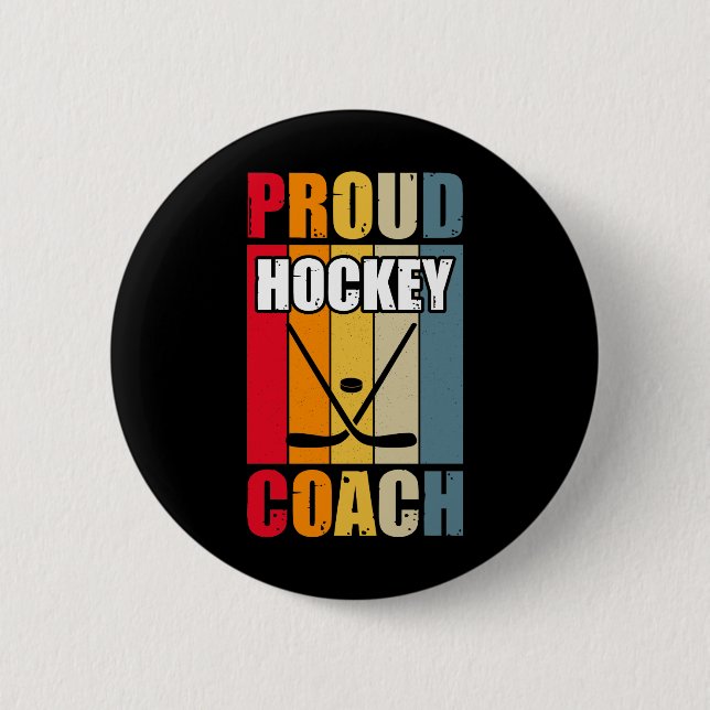 Colorful Proud Hockey Coach Button (Front)