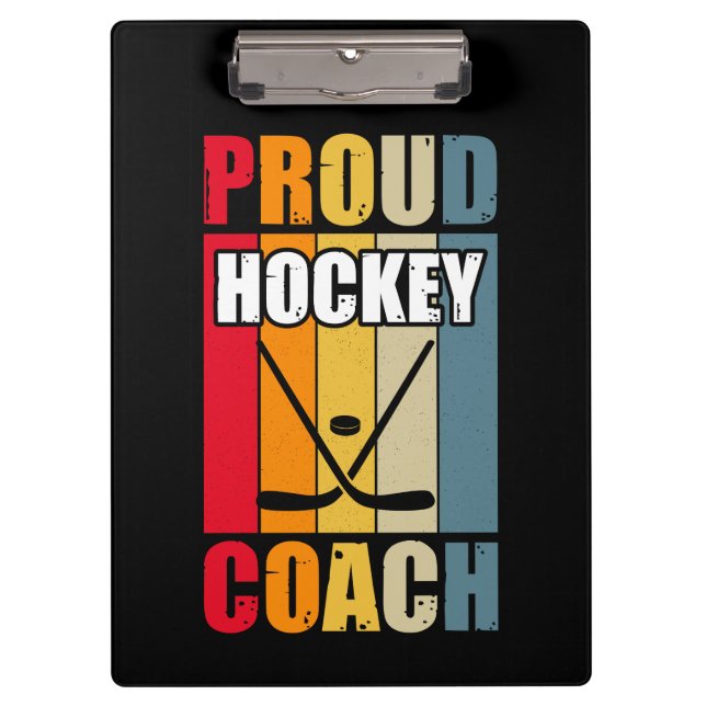 Colorful Proud Hockey Coach Clipboard (Front)