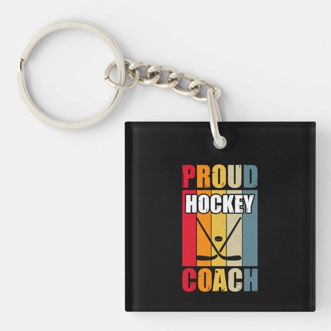 Colorful Proud Hockey Coach Keychain (Front)