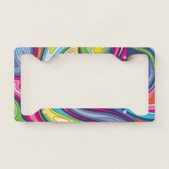 Colorful Psychedelic Abstract Background License Plate Frame (Front)