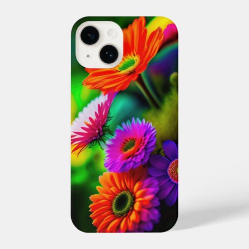 Colorful Psychedelic Abstract Flower Artwork iPhone 14 Case