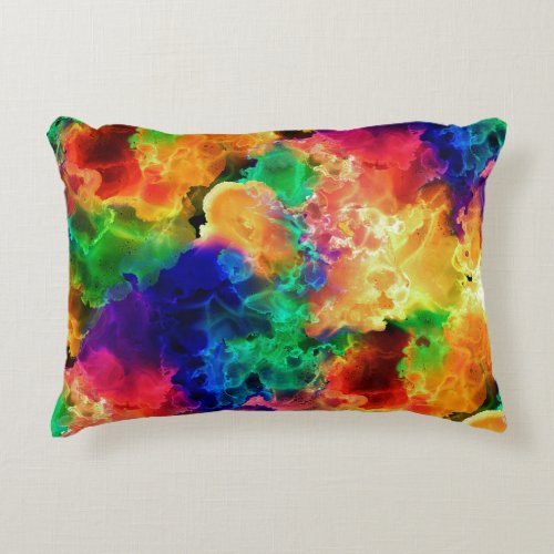 Colorful Psychedelic Abstract Rainbow Accent Pillow