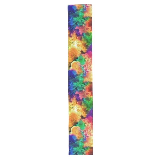 Colorful Psychedelic Abstract Rainbow Long Table Runner (Front)
