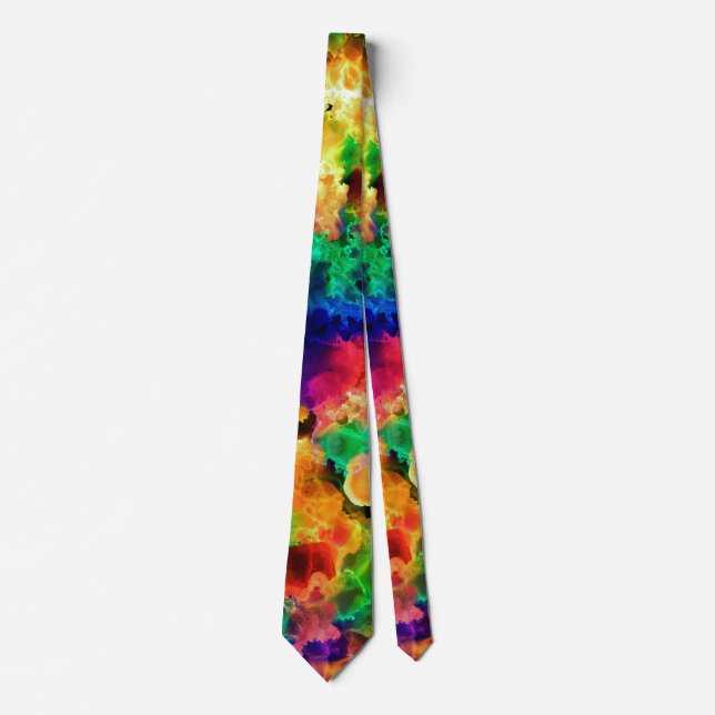 Colorful Psychedelic Abstract Rainbow Neck Tie (Front)