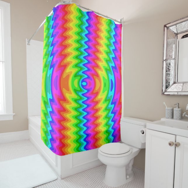 Colorful Psychedelic Art Shower Curtain (In Situ)