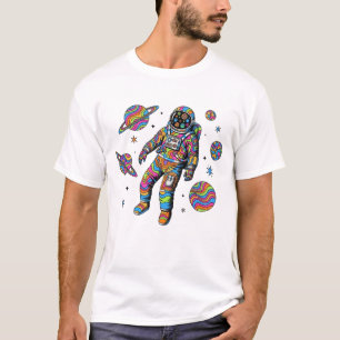 Colorful Psychedelic Astronaut Space Art Trippy T-Shirt