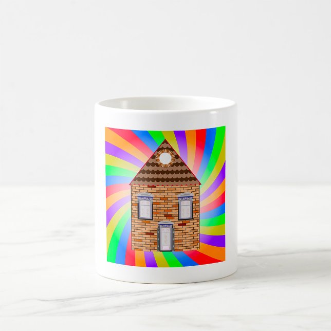 Colorful Psychedelic Brick House Rainbow Design Coffee Mug (Creator Uploaded)