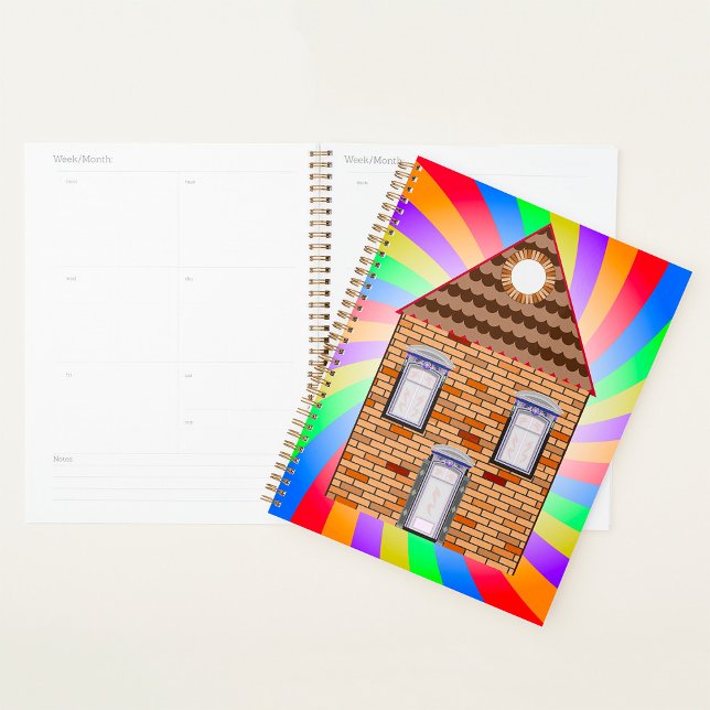 Colorful Psychedelic Brick House Rainbow Design Planner (Creator Uploaded)