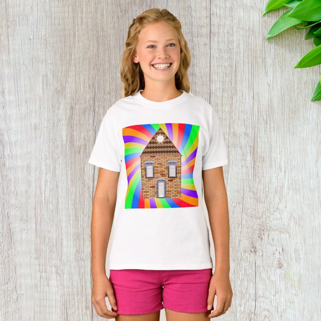 Colorful Psychedelic Brick House Rainbow Design T-Shirt (Creator Uploaded)