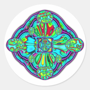 Colorful psychedelic bubble universe v1 classic round sticker