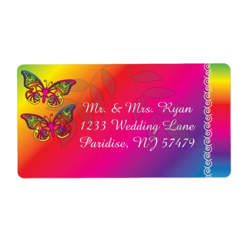 Colorful Psychedelic Butterfly Designs Label