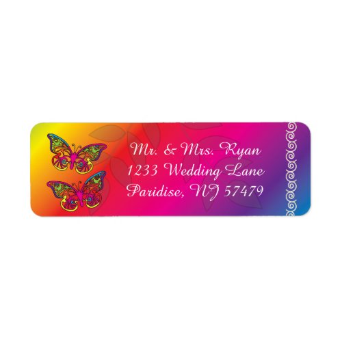 Colorful Psychedelic Butterfly Designs Label