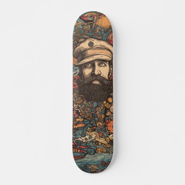 Colorful psychedelic Captain Nemo Skateboard (Front)
