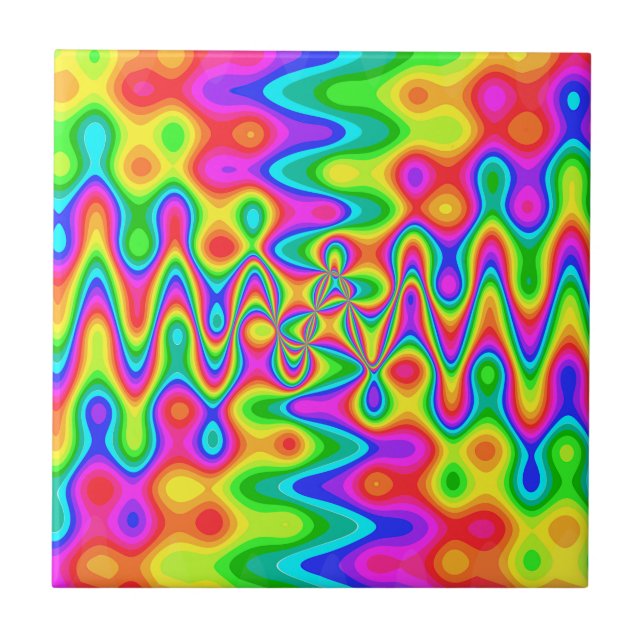 Colorful Psychedelic Ceramic Photo Tile (Front)