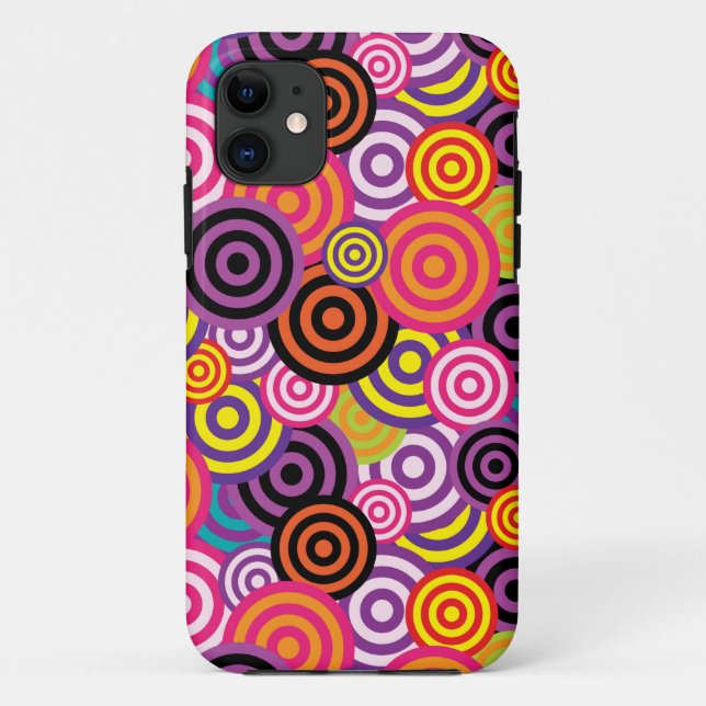 colorful psychedelic circles phone case (Back)