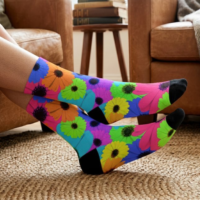 Colorful Psychedelic Daisy Floral Pattern Socks (Colorful Psychedelic Daisy Floral Pattern. Socks)