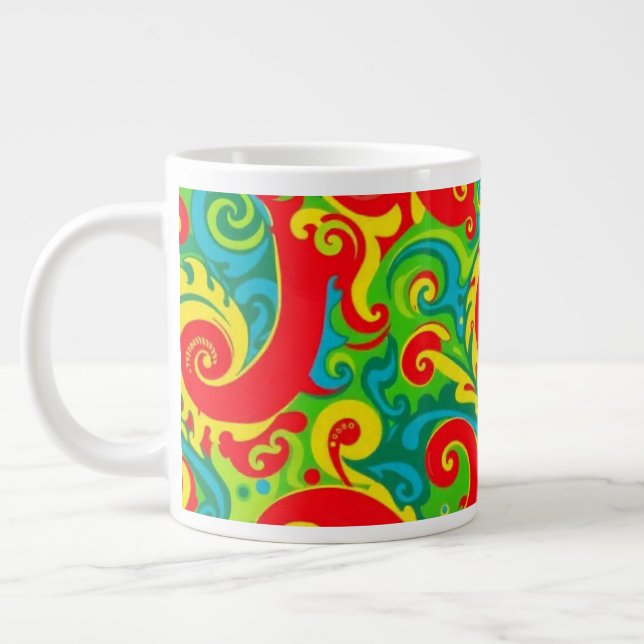Colorful Psychedelic Design Giant Coffee Mug (Left)