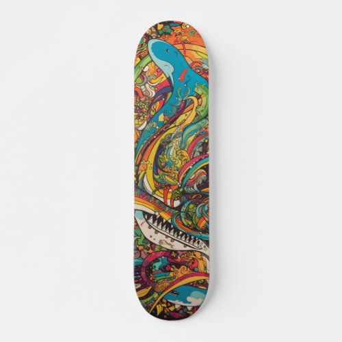 Colorful psychedelic design skateboard