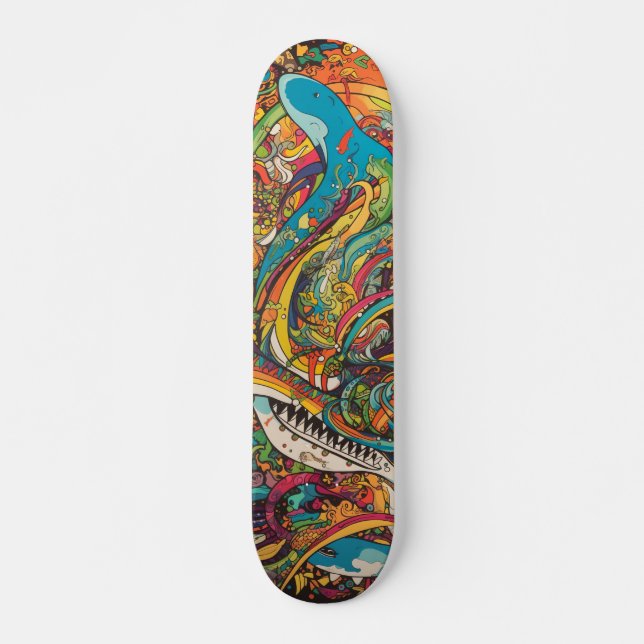 Colorful psychedelic design skateboard (Front)