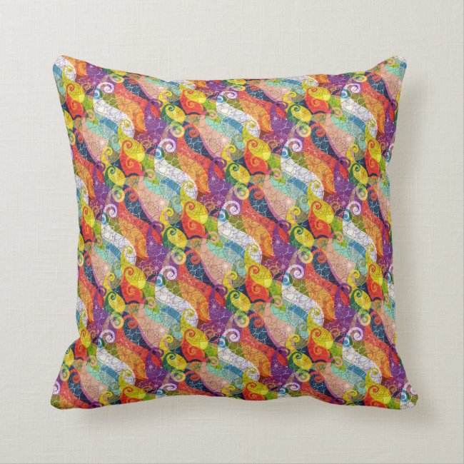 Colorful Psychedelic Design Throw Pillow