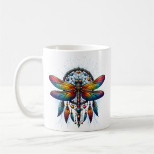 Colorful Psychedelic Dragonfly Dreamcatcher Boho Coffee Mug