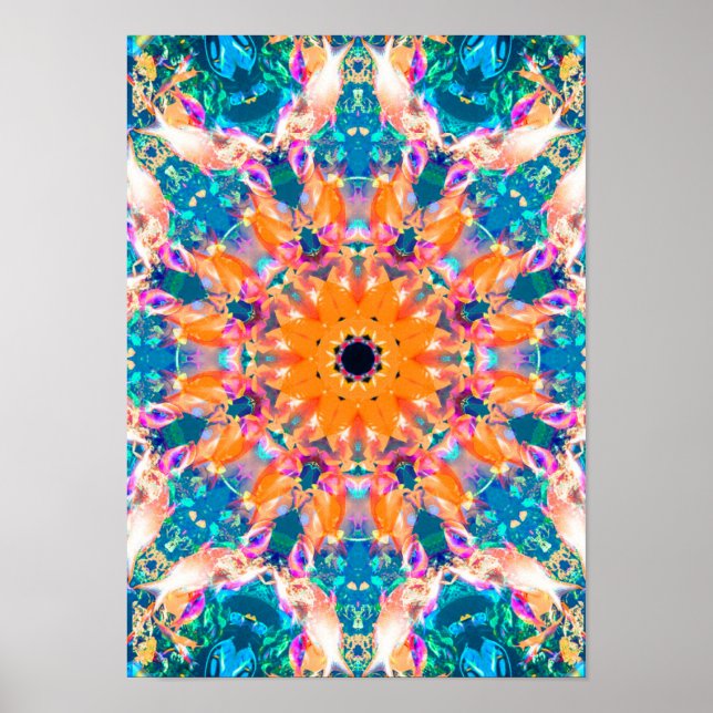 Colorful Psychedelic Dreamy Mandala Poster (Front)