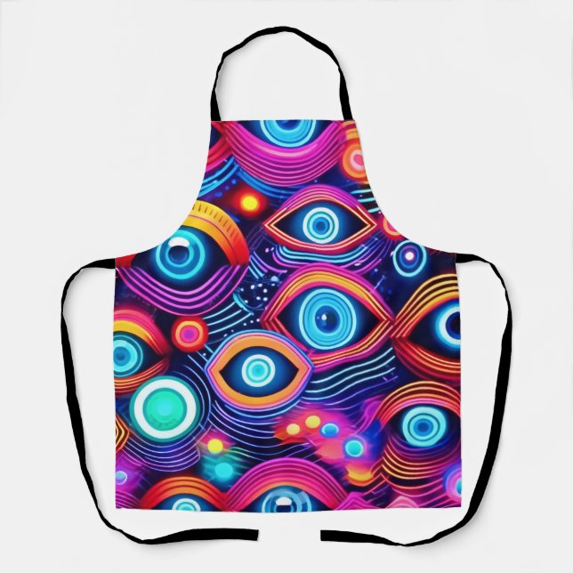 Colorful Psychedelic Eye Pattern Apron (Front)