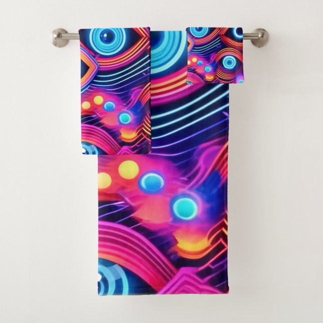 Colorful Psychedelic Eye Pattern Bath Towel Set (Insitu)