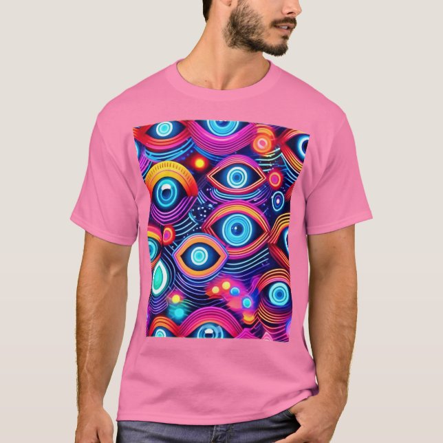 Colorful Psychedelic Eye Pattern T-Shirt (Front)