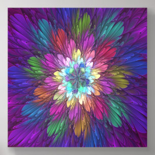 Colorful Psychedelic Flower Abstract Fractal Art Acrylic Photo Tile