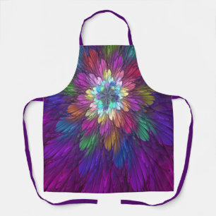 Colorful Psychedelic Flower Abstract Fractal Art Apron