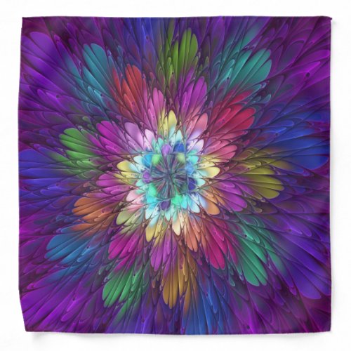 Colorful Psychedelic Flower Abstract Fractal Art Bandana