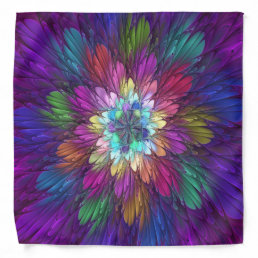 Colorful Psychedelic Flower Abstract Fractal Art Bandana
