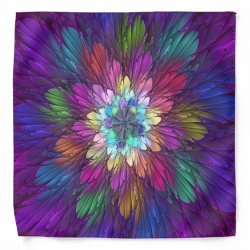 Colorful Psychedelic Flower Abstract Fractal Art Bandana