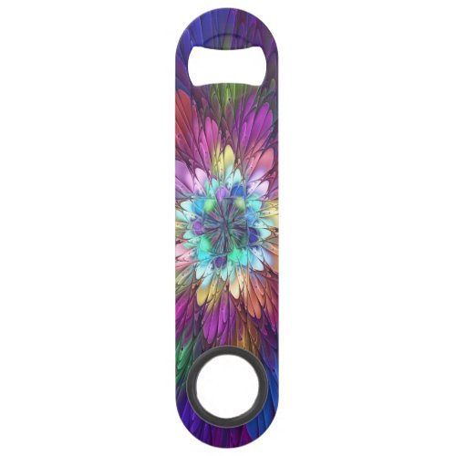 Colorful Psychedelic Flower Abstract Fractal Art Bar Key