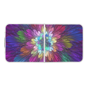 Colorful Psychedelic Flower Abstract Fractal Art Beer Pong Table