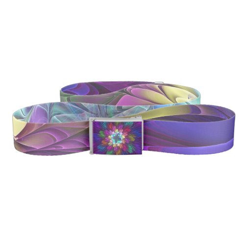 Colorful Psychedelic Flower Abstract Fractal Art Belt