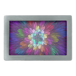 Colorful Psychedelic Flower Abstract Fractal Art Belt Buckle