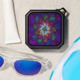Colorful Psychedelic Flower Abstract Fractal Art Bluetooth Speaker