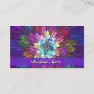 Colorful Psychedelic Flower Abstract Fractal Art Business Card