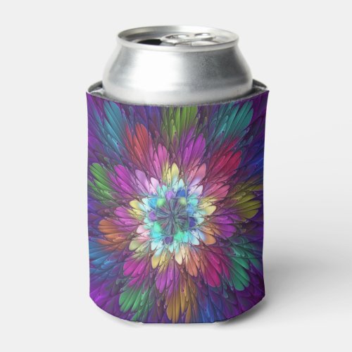 Colorful Psychedelic Flower Abstract Fractal Art Can Cooler