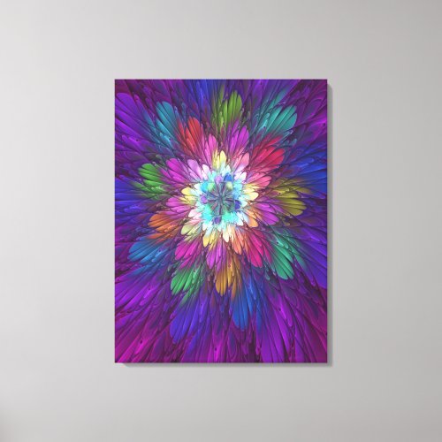 Colorful Psychedelic Flower Abstract Fractal Art Canvas Print