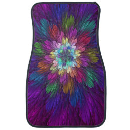 Colorful Psychedelic Flower Abstract Fractal Art Car Floor Mat